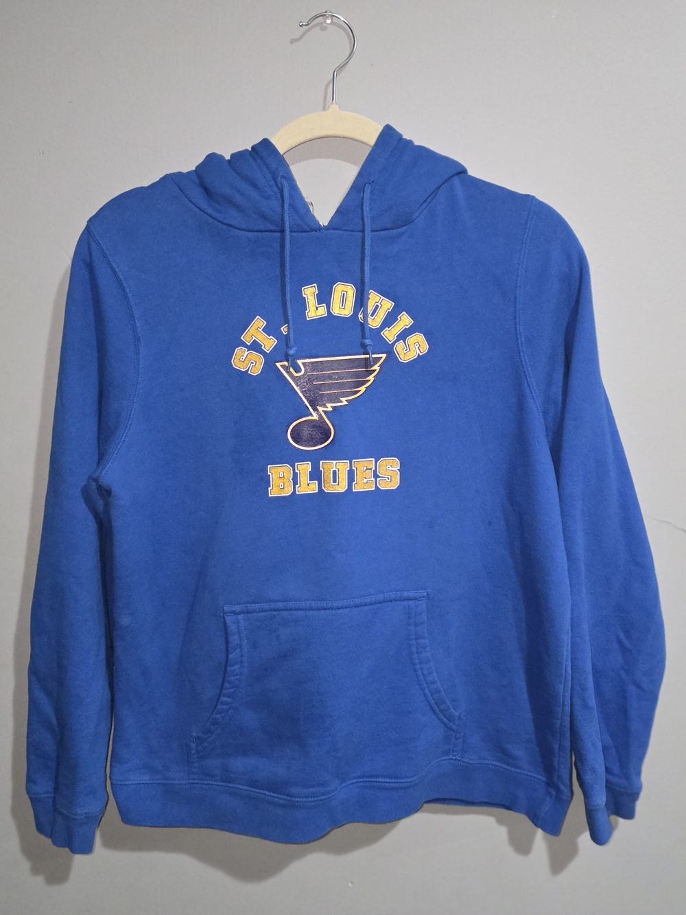 NHL Royal Blue Hoodie with Black Logo Tag-Sparkle Lettering-Medium